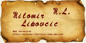 Milomir Lipovčić vizit kartica